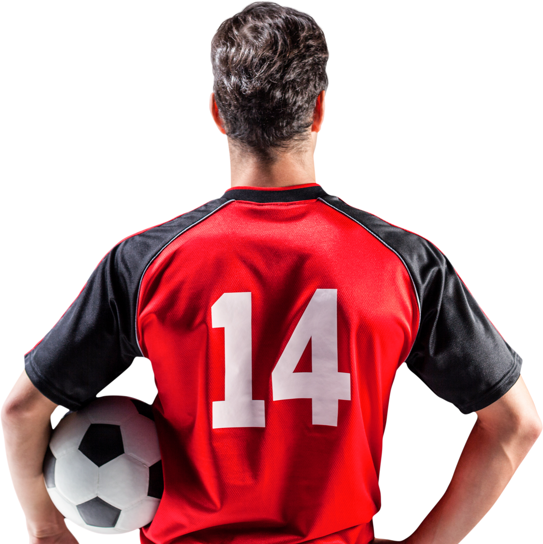 Transparent Rear View of Soccer Player Holding Ball in Red Jersey - Download Free Stock Images Pikwizard.com