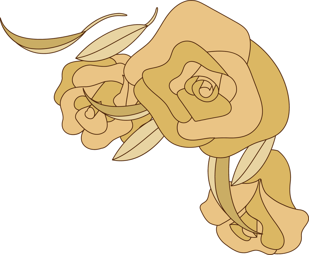 Minimalist Golden Flower Cluster on Transparent Background