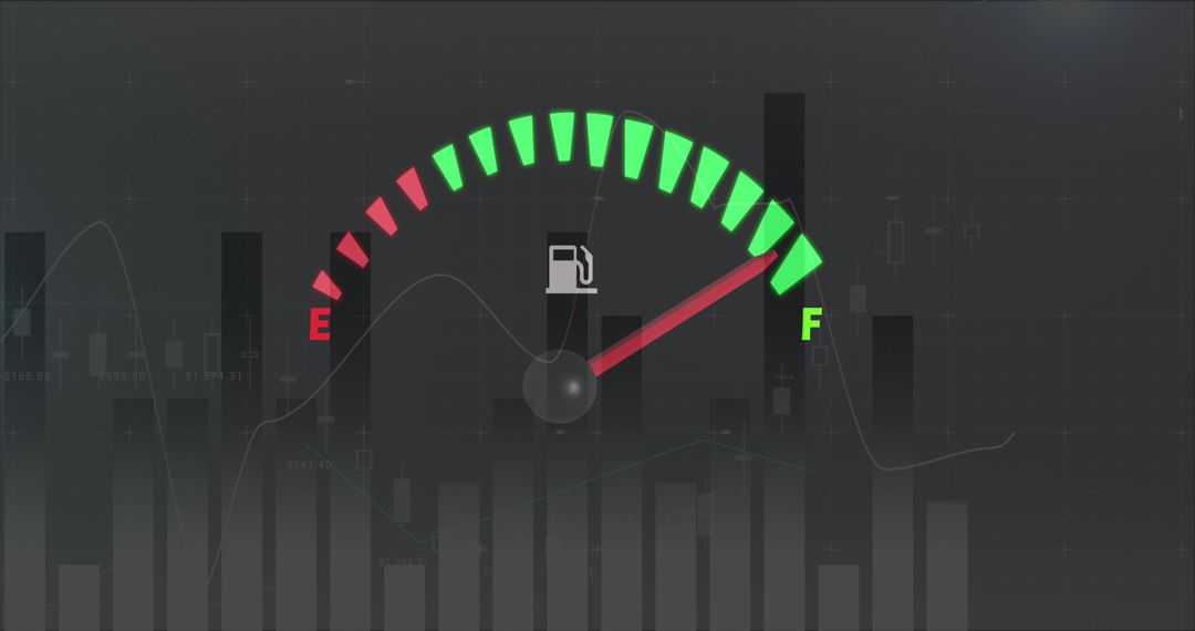 Financial Data Visualization with Fuel Gauge Overlay