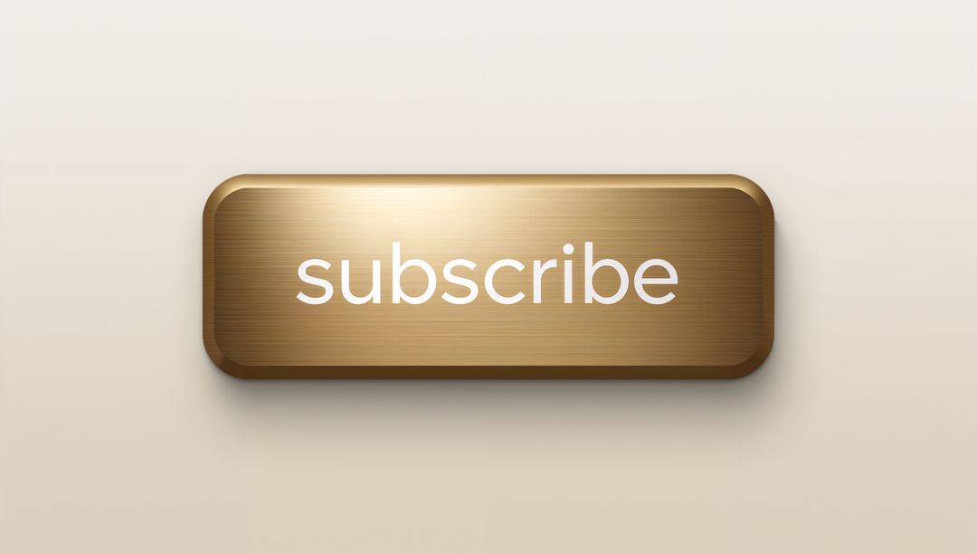 Gold Brushed Metallic Subscribe Button with Rounded Corners, Shadow and Luxury Look