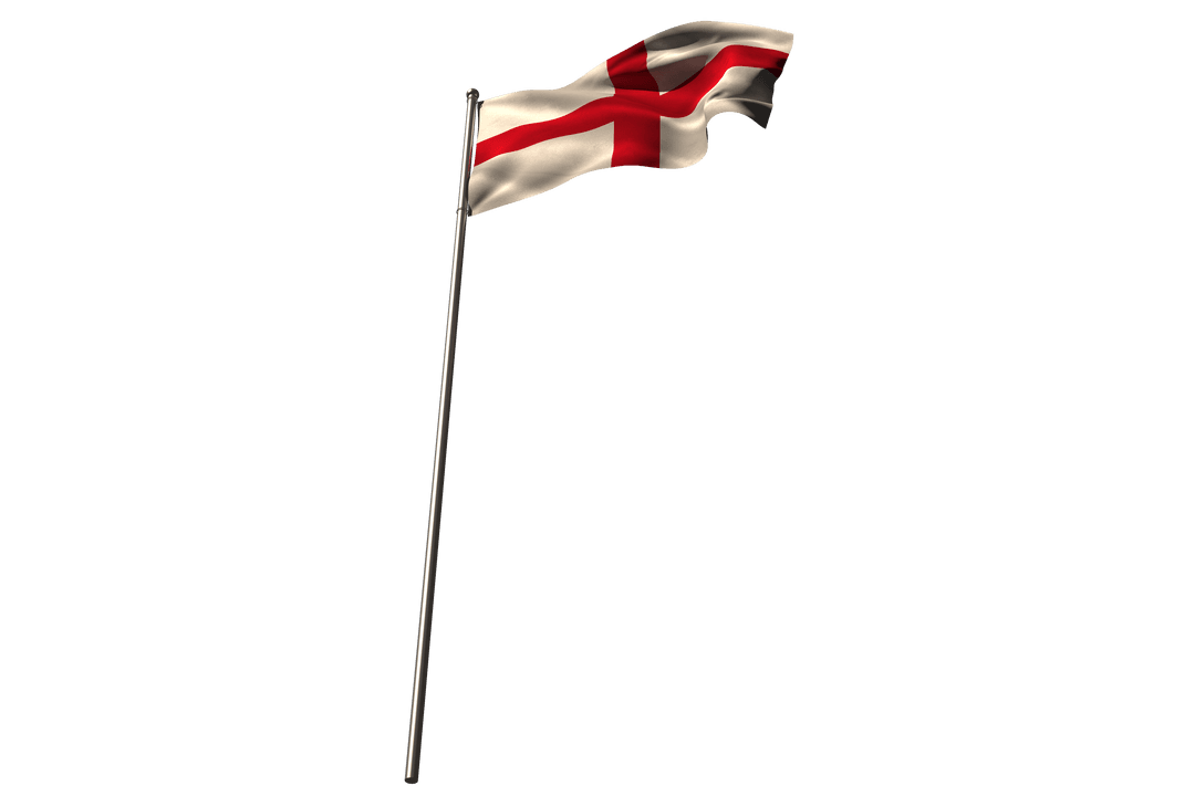 Low Angle View England Flag Waving Against Transparent Sky
