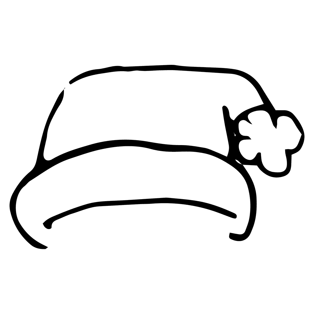 Black Outline Christmas Santa Hat on Transparent Background