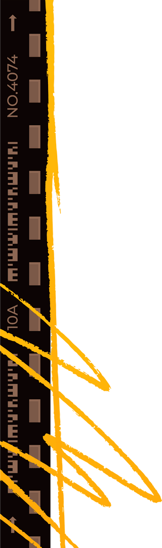 Filmstrip with Dynamic Yellow Strokes on Transparent Background