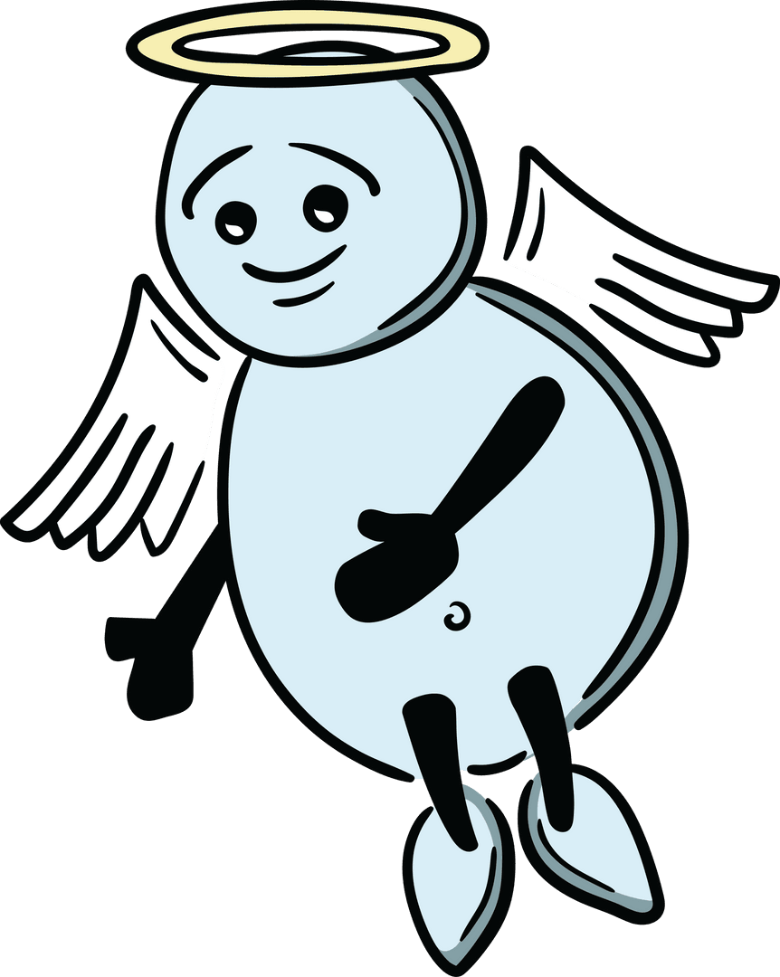 Smiling Transparent Angel with Halo and Wings