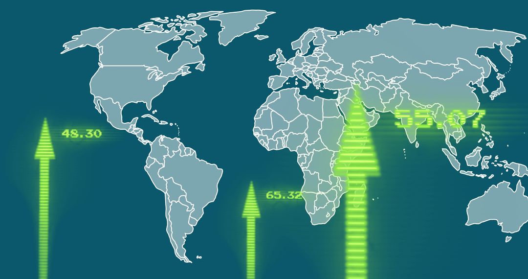 Global Financial Data Flow Highlighted over World Map Illustration