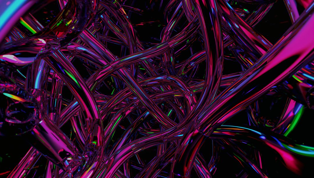 Intricate Metallic Neon Tubes Creating Futuristic Digital Art