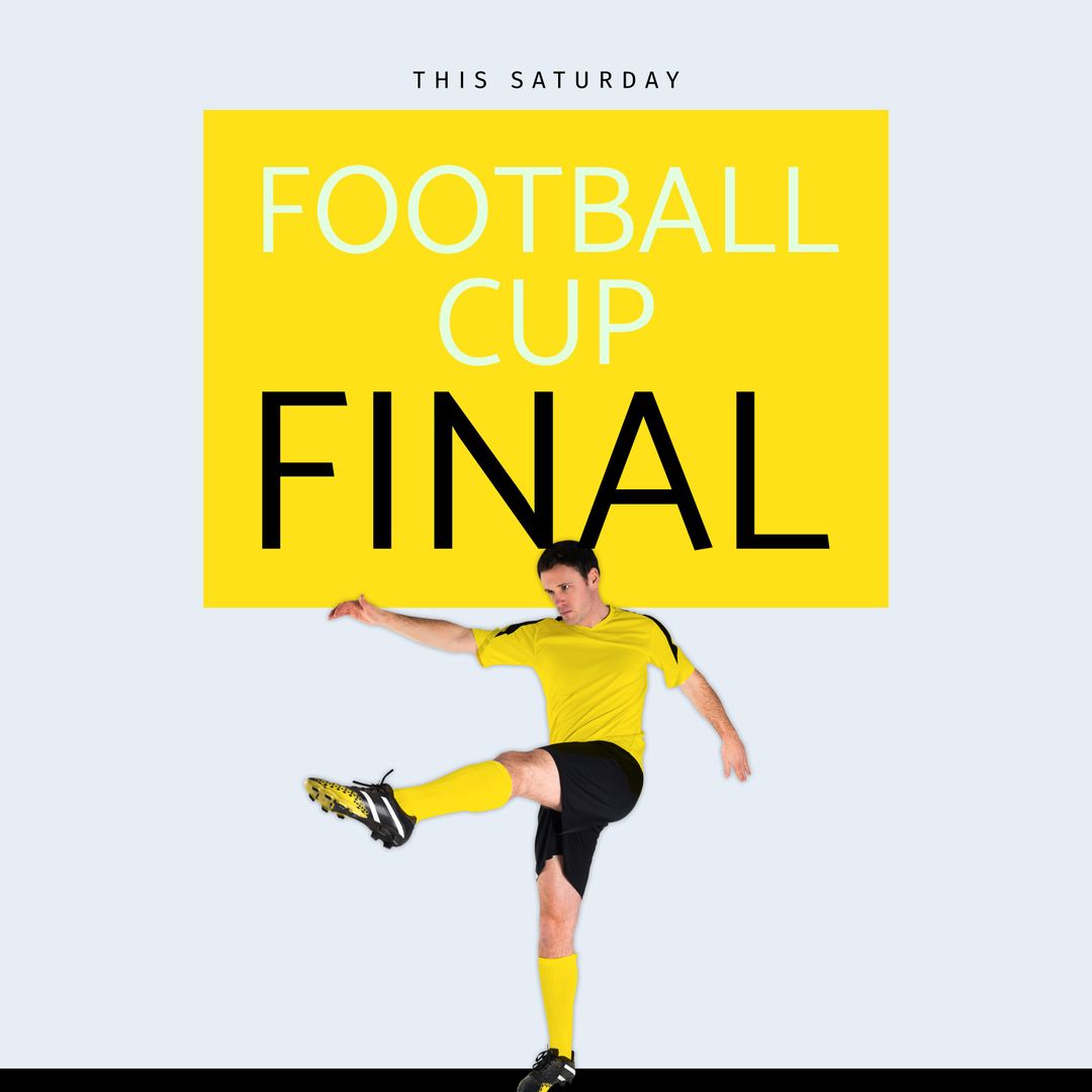 Football Cup Final Announcement with Player Kicking Ball - Download Free Stock Templates Pikwizard.com