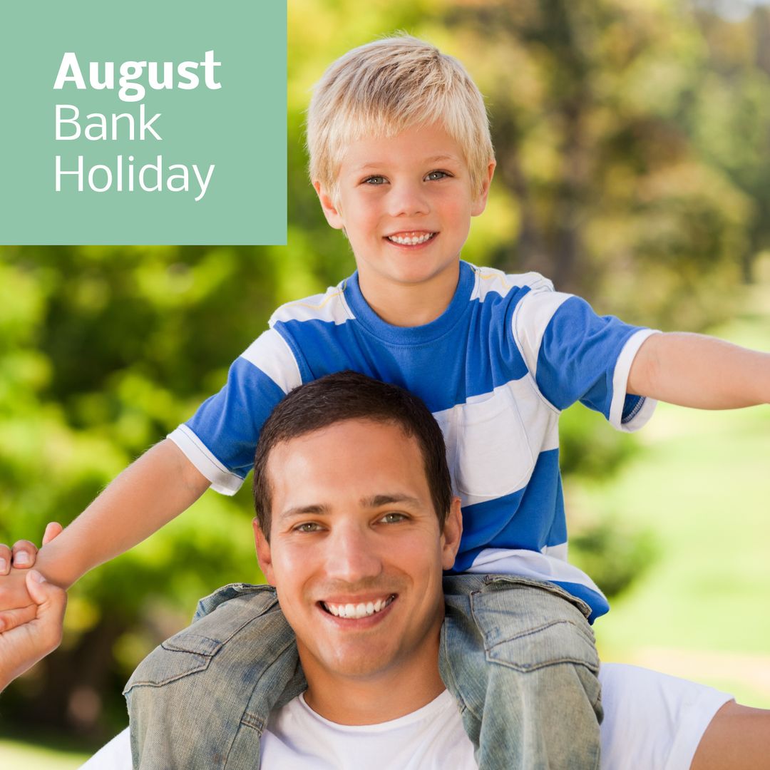 Father and Son Enjoying August Bank Holiday in Sunny Park