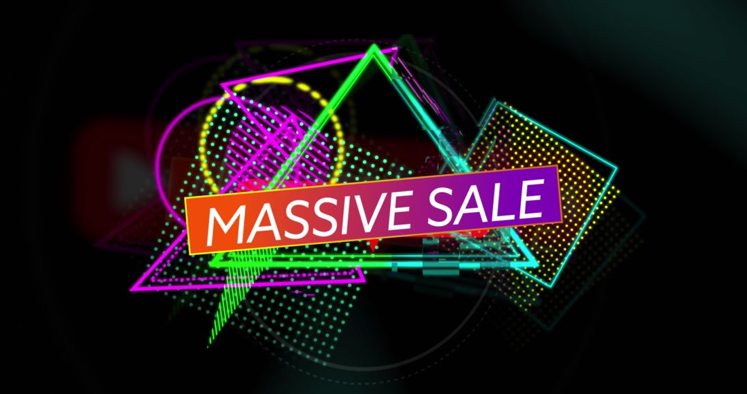 Neon Gradient Sale Banner with Abstract Geometric Design