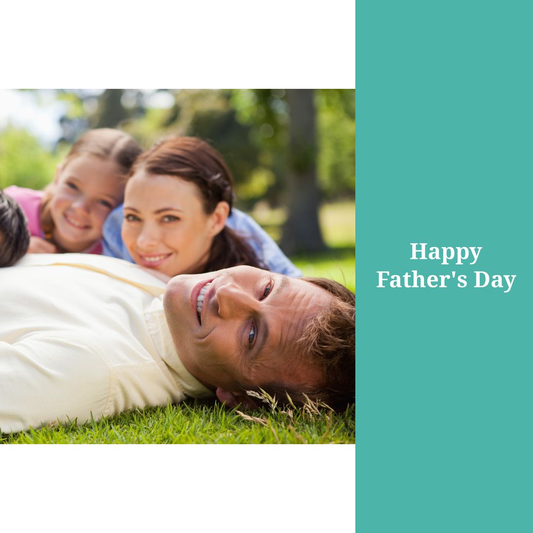 Happy Family Relaxing Outdoors on Father's Day