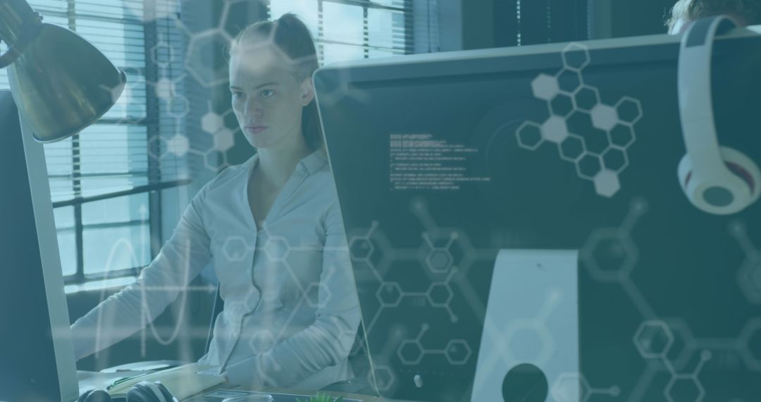 Woman Programmer Developing Medical Software in Modern Lab