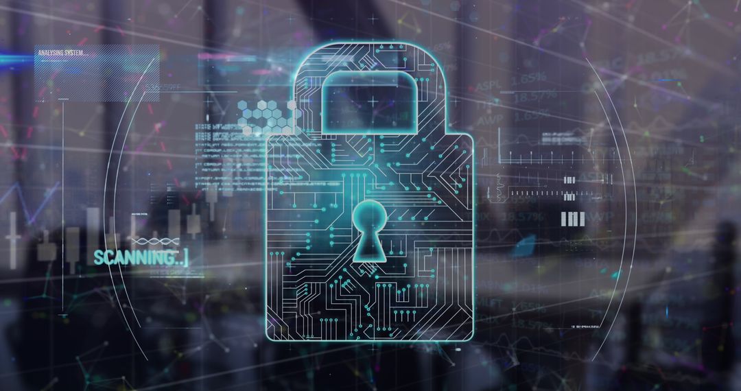 Futuristic Digital Data Security Over Urban Skyline