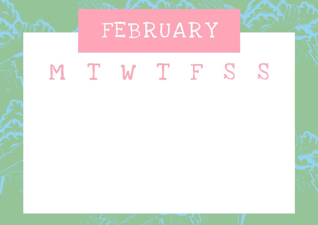 Blank Monthly Planner with Floral Background for February Planning - Download Free Stock Templates Pikwizard.com