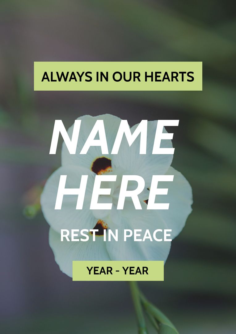 Memorial Card Template with Peaceful Floral Background