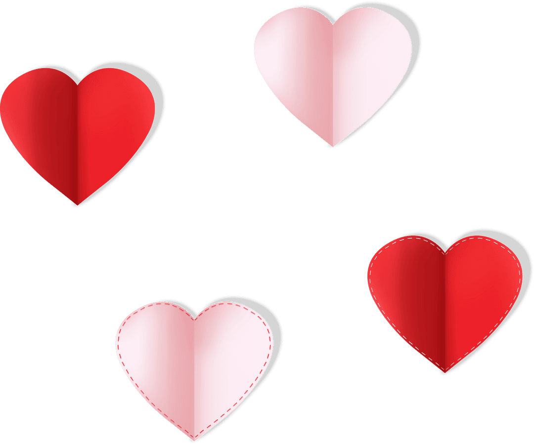 Transparent Vector Hearts on Isolated Background