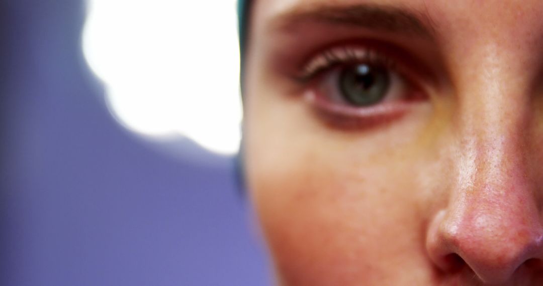 Close-up of Woman's Face with Intense Look and Copy Space