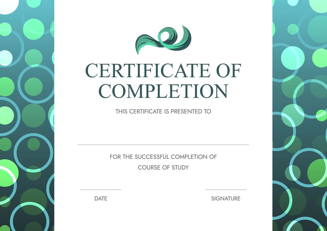 Certificate of Completion with Modern Circular Design Background - Download Free Stock Templates Pikwizard.com