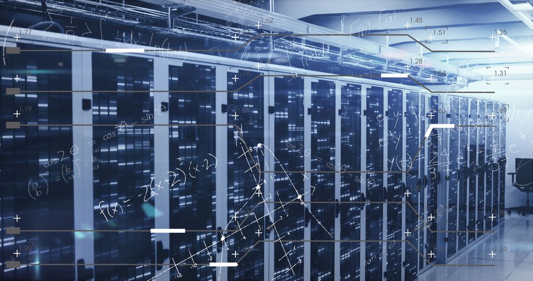 Server Room with Overlay of Data Processing Elements