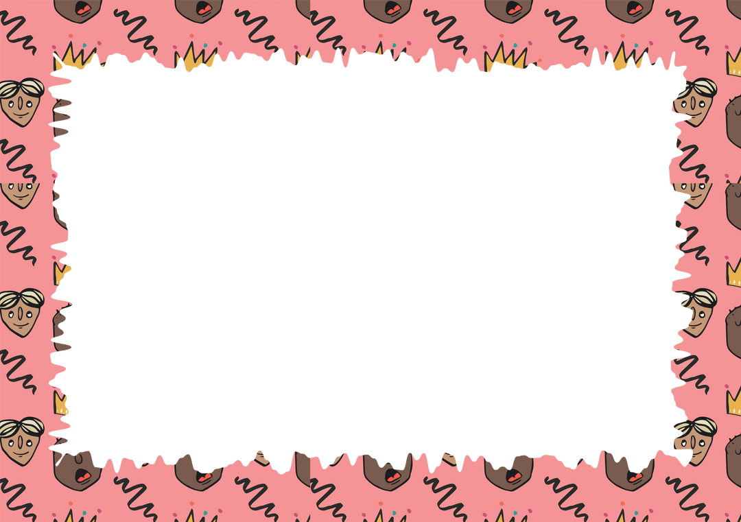 Creative Frame with Faces Pattern on Transparent Background