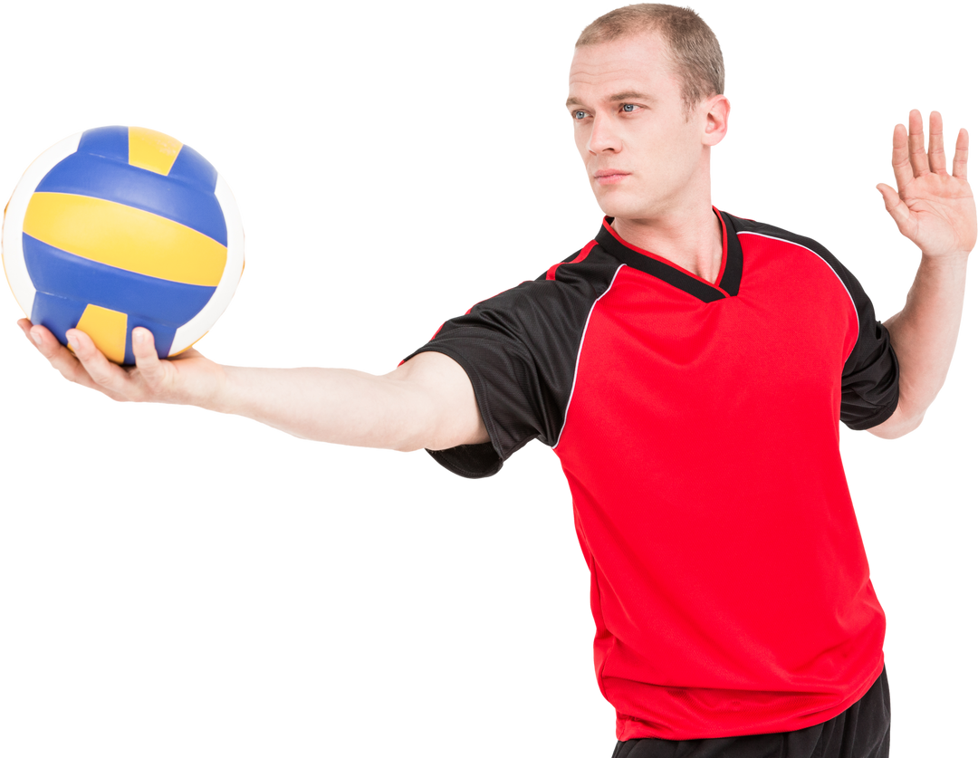 Transparent Volleyball Player Preparing to Serve in Red Jersey - Download Free Stock Images Pikwizard.com