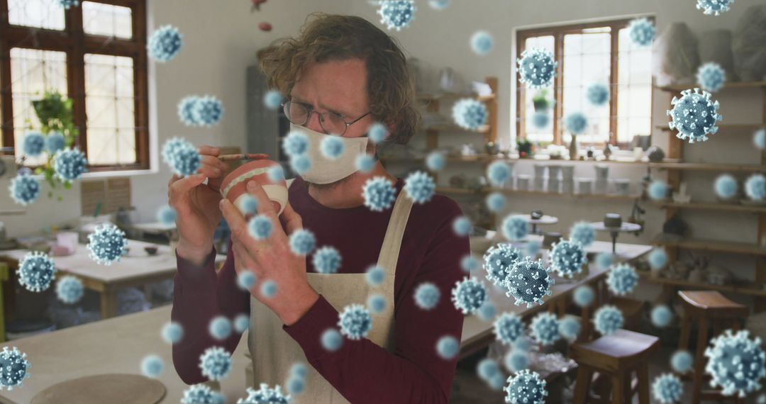 Pottery Artist Working in Studio Amidst Pandemic