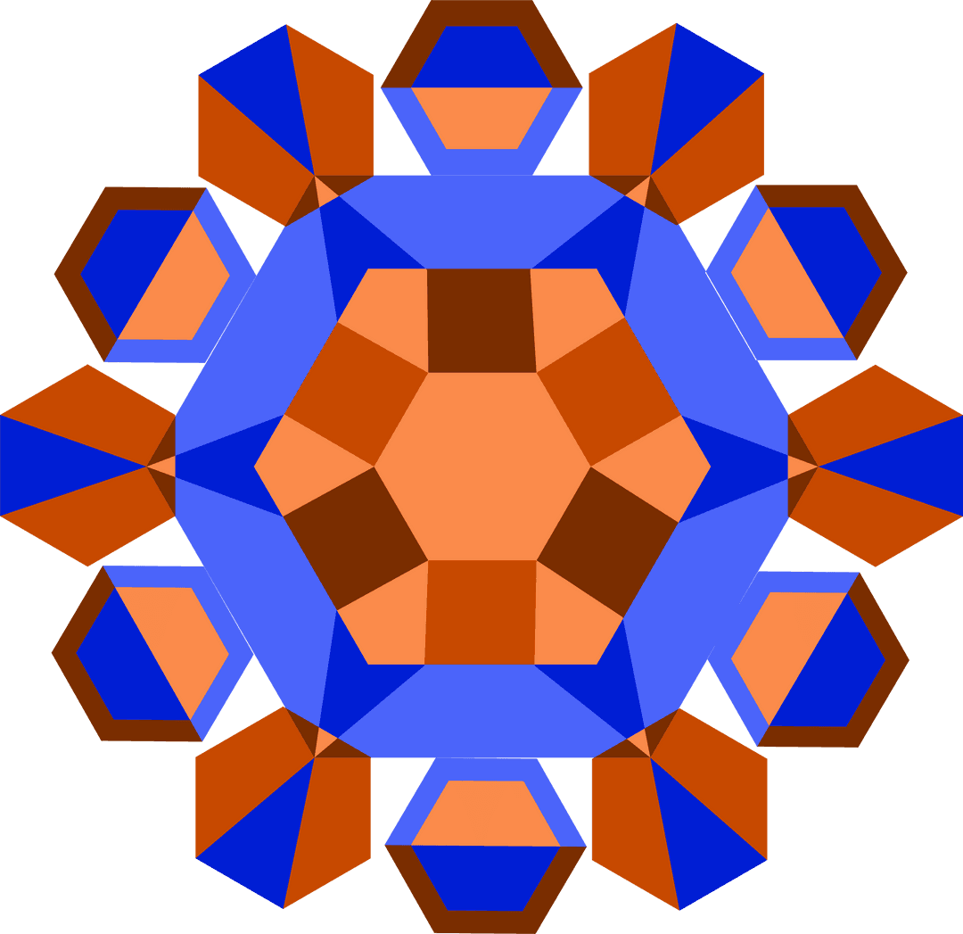 Geometric Mandala with Symmetrical Patterns on Transparent Background