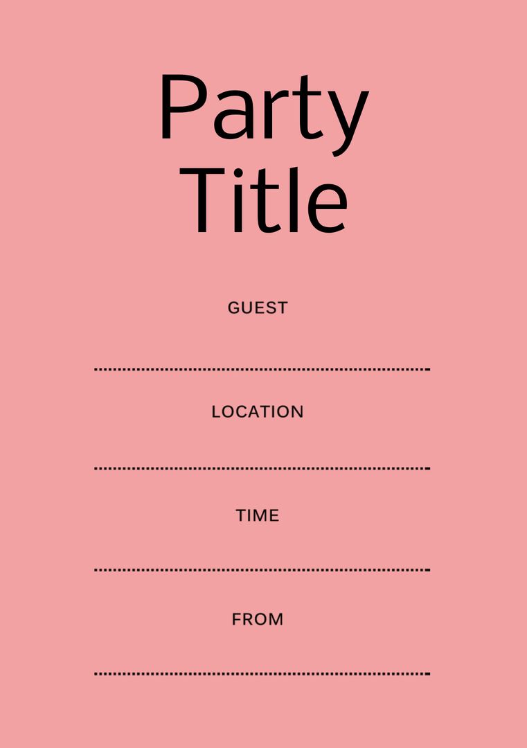 Minimalist Party Invitation Template with Editable Fields - Download Free Stock Images Pikwizard.com