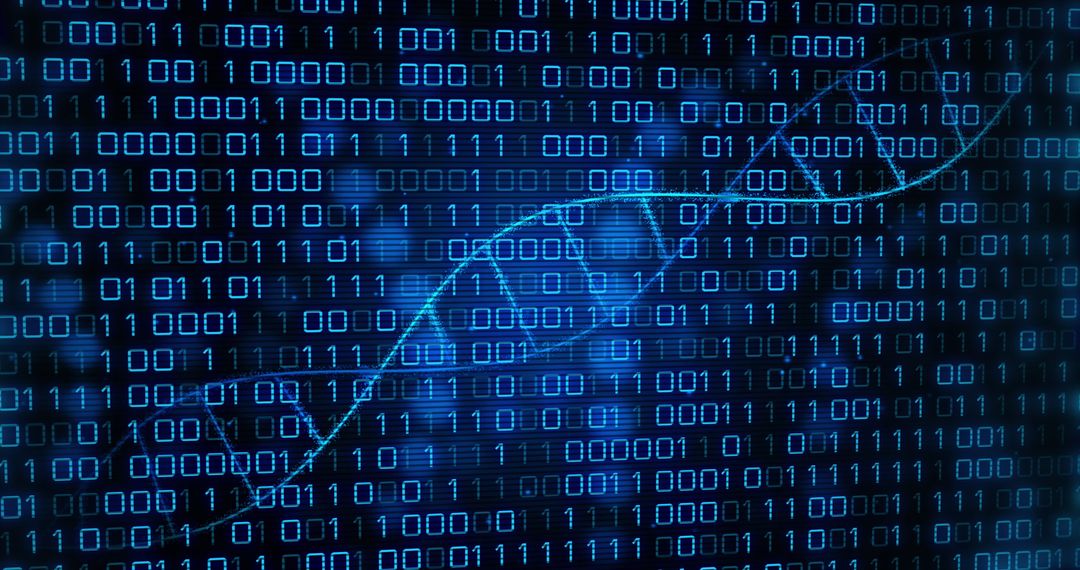 DNA Strand Overlay with Binary Code Data Background - Free Images, Stock Photos and Pictures on Pikwizard.com