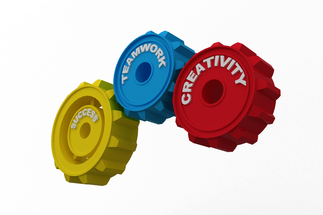 Transparent Cogs with Success Teamwork Creativity Message