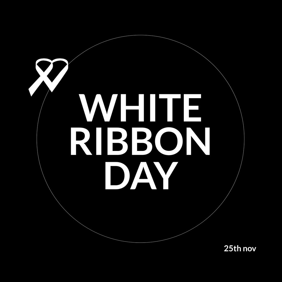 White Ribbon Day Awareness Poster with Heart Symbol