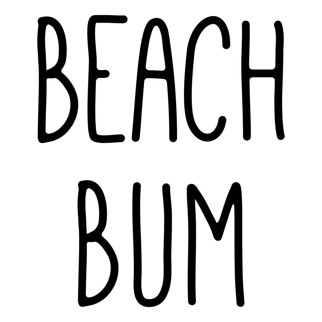 Stylish Modern Beach Bum Text on Transparent Background