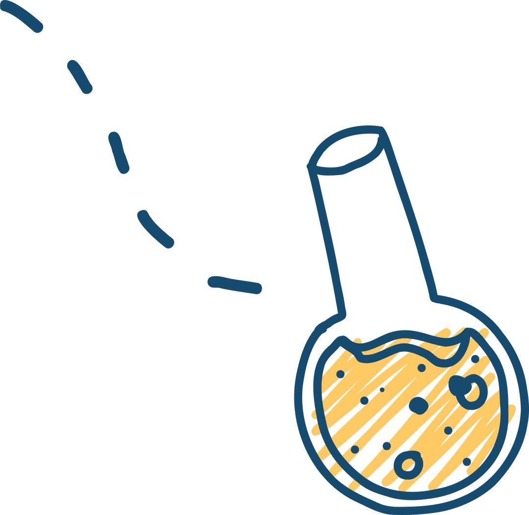 Transparent Clipart of Line-Art Laboratory Flask with Bubbling Liquid