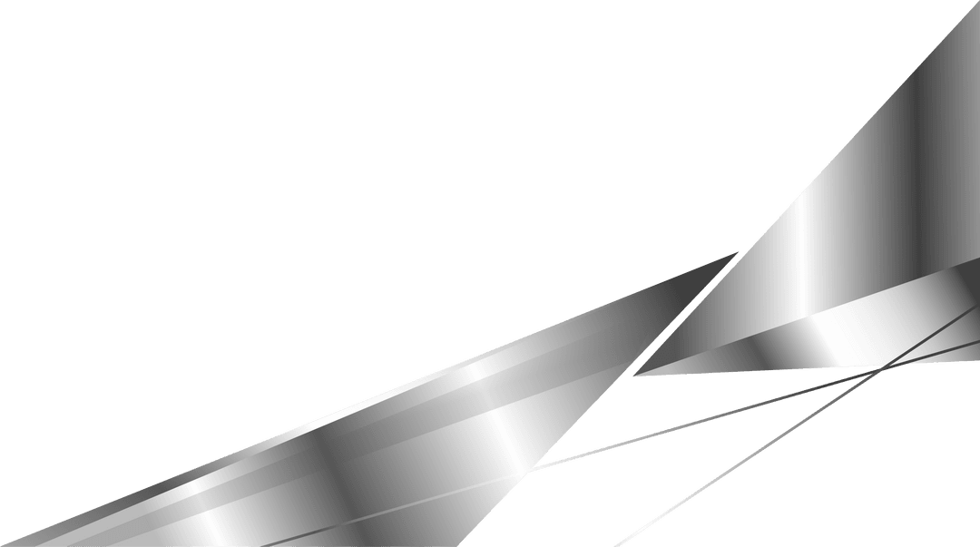 Sleek Metallic Ribbons Unfolding on Transparent Background