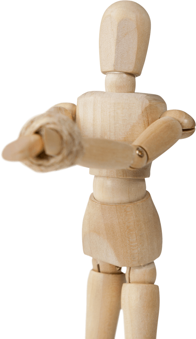 Human-Sized Wooden Puppet Stand Isolated Transparent Clipart