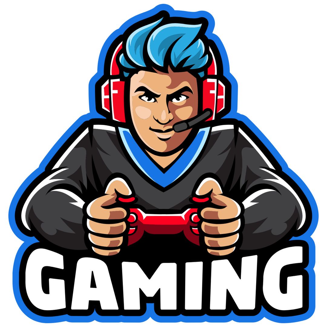 Dynamic Esports Gamer with Blue Hair and Headset