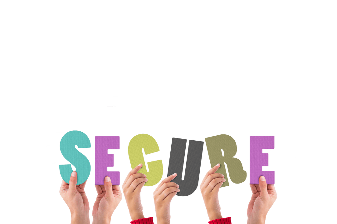 Transparent Hands Holding Secure Text for Security Concept