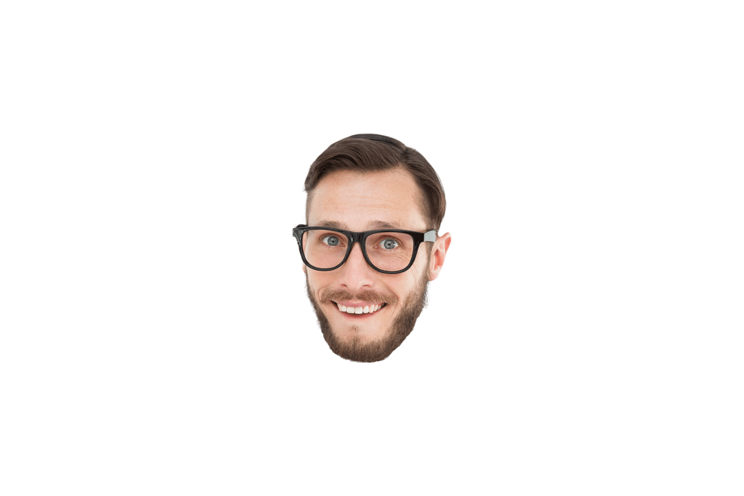 Transparent Head Floating Caucasian Man with Glasses