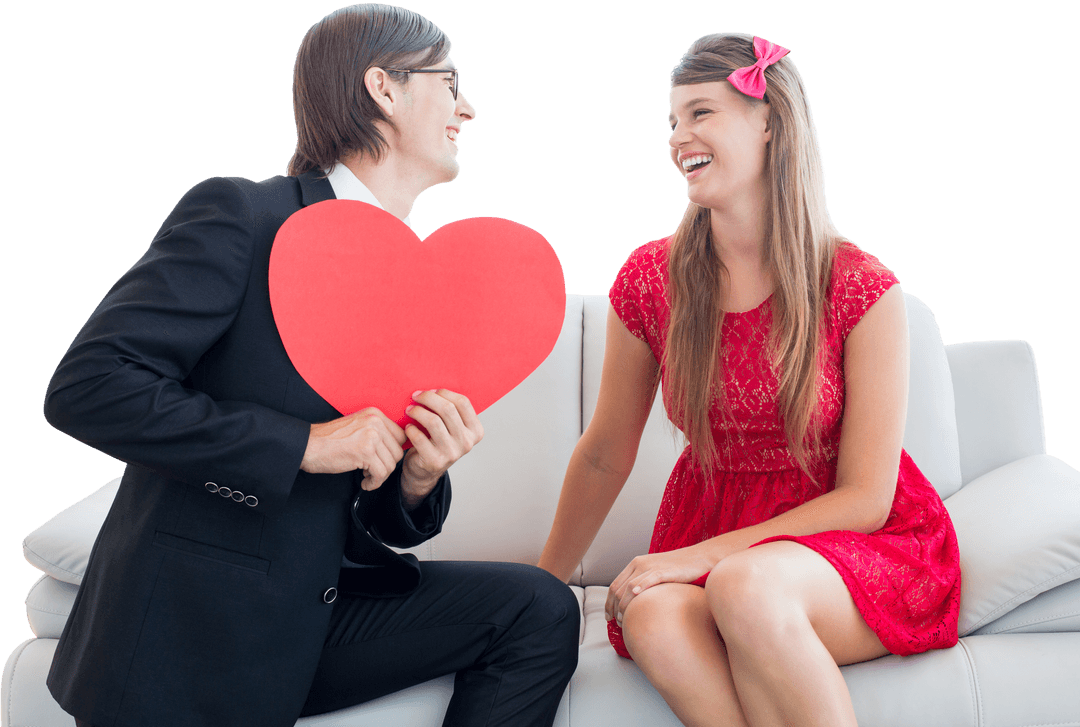 Cute Geeky Couple Sharing Love on Small Couch, Happy Moments