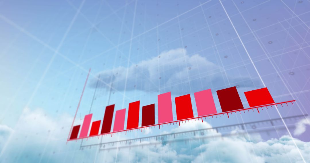 Bar Graph Display against Cloudy Sky Background