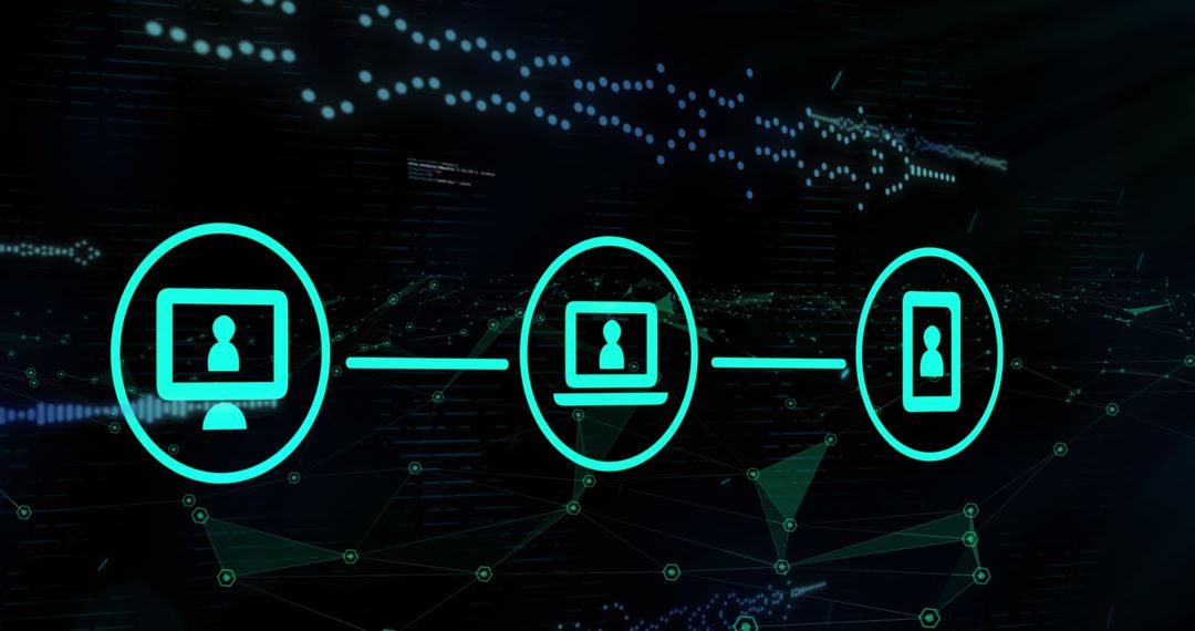 Digital Network Connection with Icons Over Black Background
