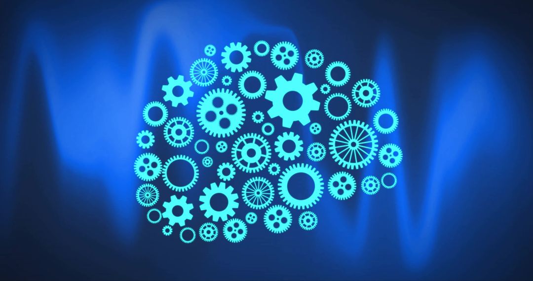 Artificial Intelligence Concept with Gears Forming Brain