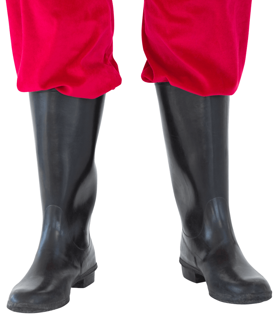 Transparent Santa Legs in Black Boots Isolated