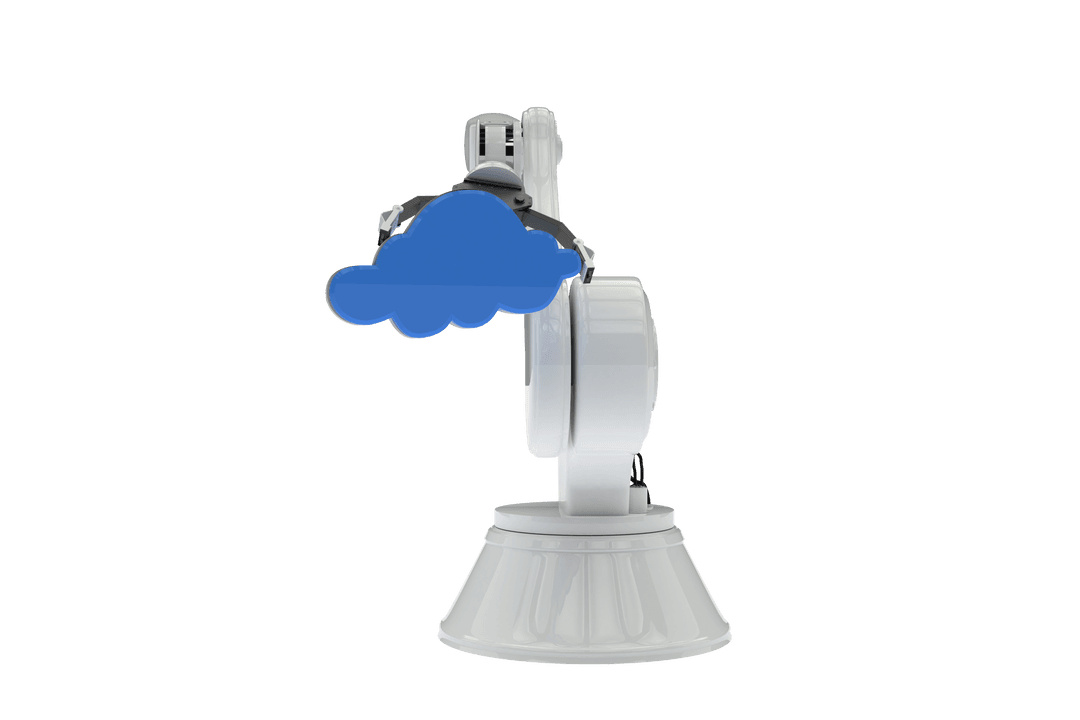 Transparent Robotic Arm Holding Cloud Concept