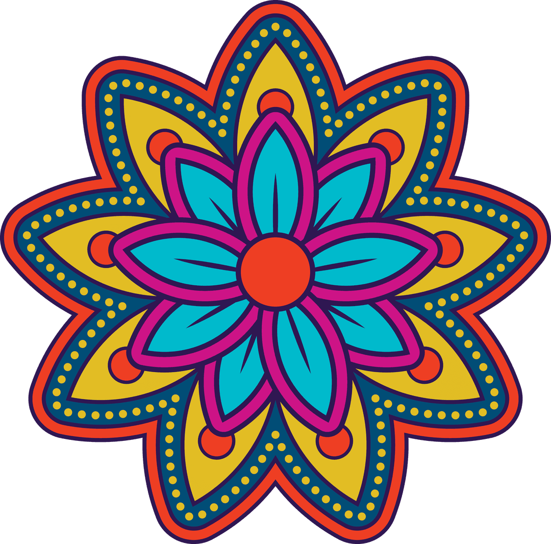Vibrant Mandala Flower on Transparent Background