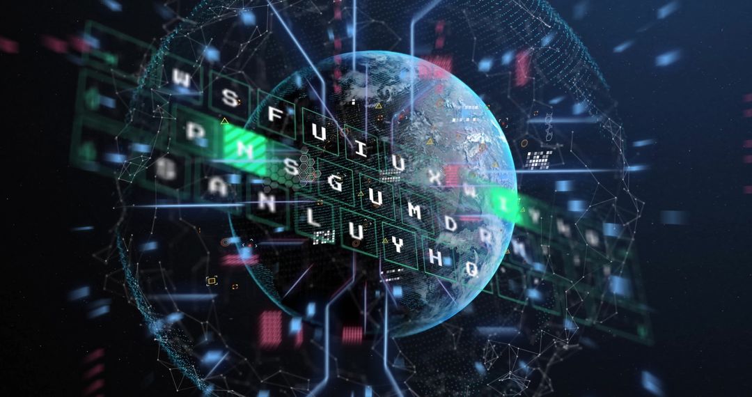 Digital Connectivity and Data Flow Around Earth