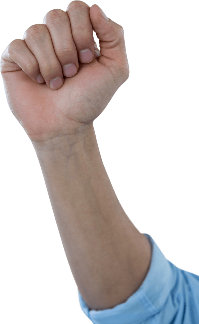 Transparent Raised Clenched Fist Symbolizing Strength