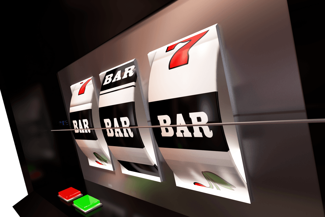 Slot Machine Winning Spin with Bars and Seven Display Transparent