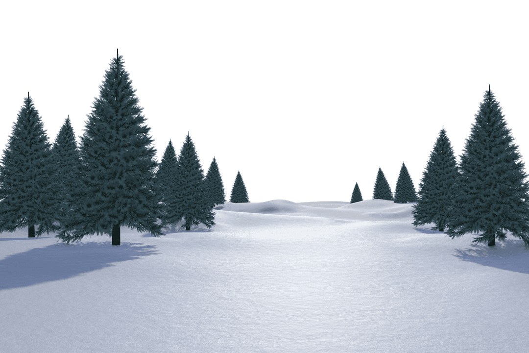 Serene Winter Wonderland Scene with Transparent Background