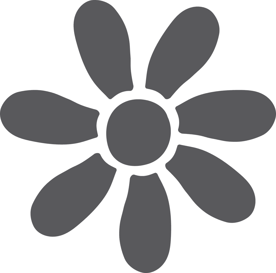 Grey Flower Silhouette on Transparent Background