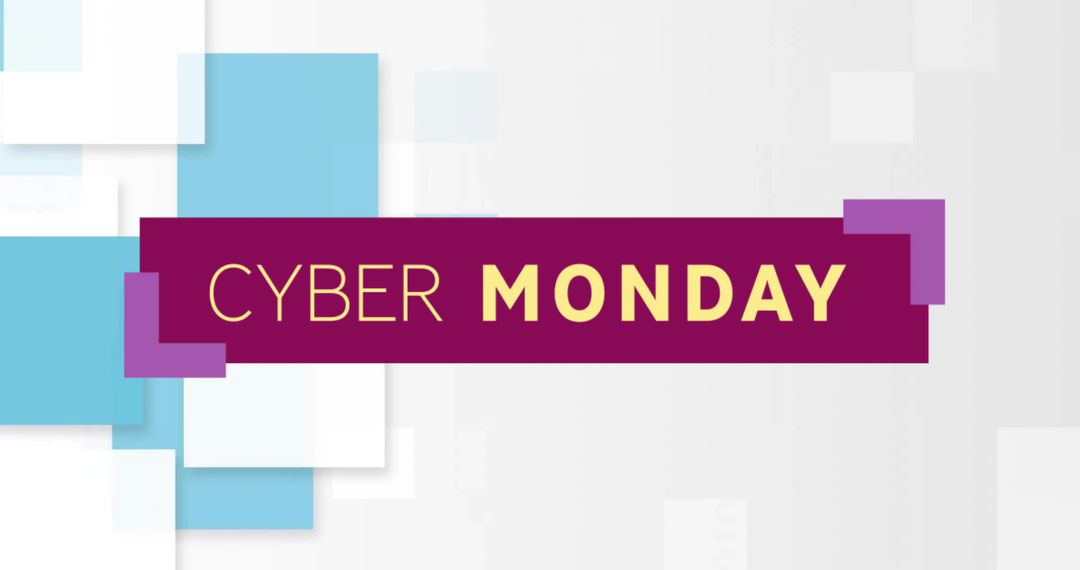 Cyber Monday Sale Banner Featuring Geometric Layered Design and Bold Typography